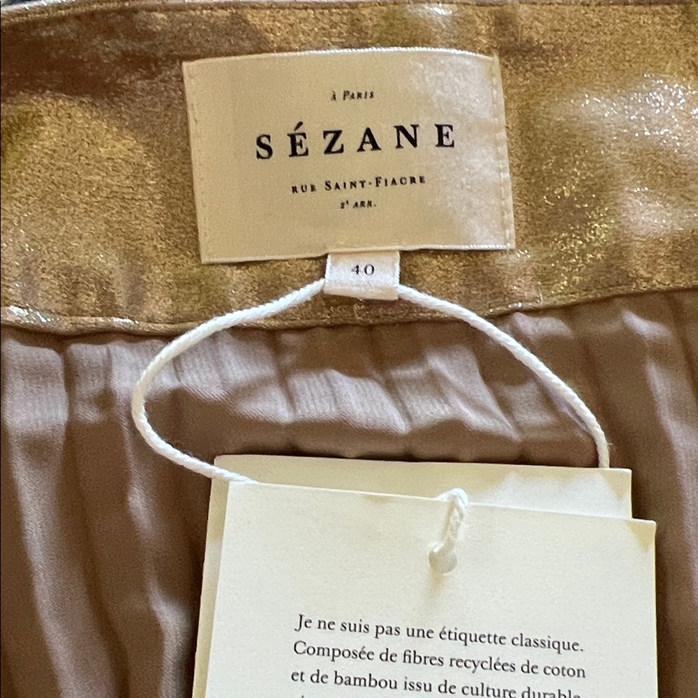 NWT Sezane Gold Dune Pleated Skirt, 8 - Picture 2 of 9